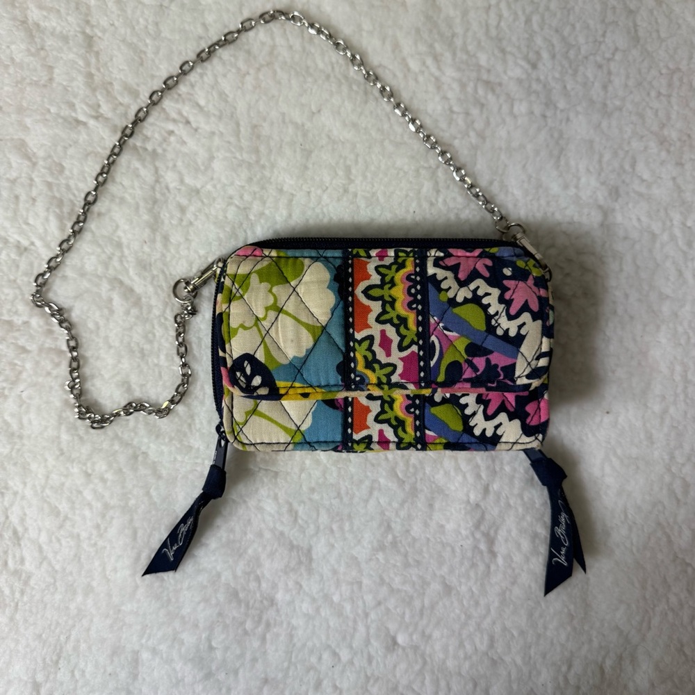 Vera Bradley Floral Wallet Wristlet‎ Chain Strap Organizer